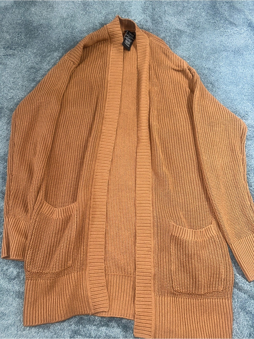 Women's Open-Front Knit Cardigan - Rust Orange